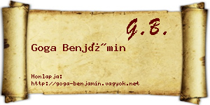 Goga Benjámin névjegykártya